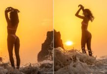 Bruna Marquezine posa para ensaio fotográfico no pôr do sol de Fernando de Noronha