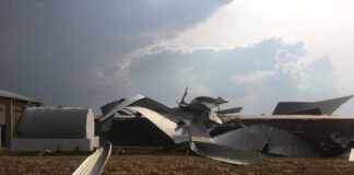 Vendaval arranca cobertura de hangares no aeroporto de Dracena