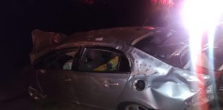 Mulher morre após capotar carro em vicinal de Osvaldo Cruz