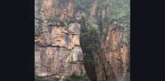 VÍDEO: Rocha de cânion cai e atinge lanchas em Capitólio-MG