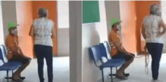 CABRESTO: Mulher arrasta o marido amarrado a cordas para tomar vacina