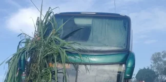 Ônibus com prudentinos sai da pista após motorista perder o controle em MG