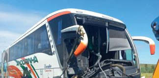 Ônibus da Andorinha colide na traseira de caminhão perto de Franca