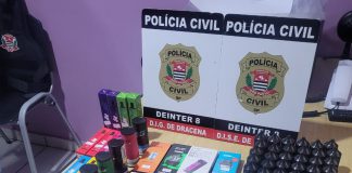 Operação da Polícia Civil de Dracena apreende 273 cigarros eletrônicos