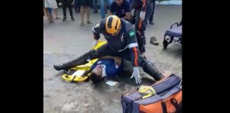 VÍDEO: Socorrista do SAMU em Goiás escorrega e cai por cima de acidentado