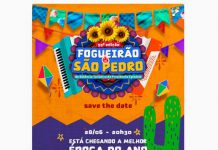 Fogueirão de São Pedro, padroeiro de Presidente Epitácio, acontece em 28 de junho