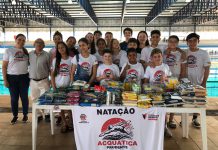 Acquática Prudente/Semepp entrega doação de alimentos arrecadados em palestra