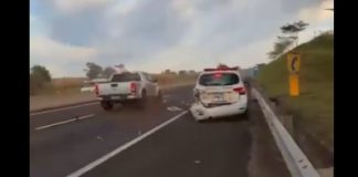 VIDEO: S-10 atinge viatura da Polícia Rodoviária na Raposo Tavares em Caiuá