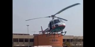 VIDEO: Helicóptero da PM é usado para apagar incêndio na Vila Furquim