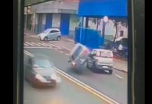 VIDEO: Carro tomba após atingir outro na avenida Brasil