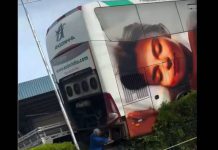 Ônibus atinge grade da rodoviária de Presidente Prudente