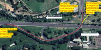Rotatória da Raposo Tavares é interditada para obras em Presidente Prudente