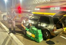 Polícia Rodoviária prende homem de 36 anos com 112 Kg de maconha em porta malas