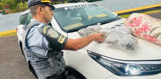 Polícia Rodoviária prende passageira de 49 anos com 4 Kg de Skank escondidos em travesseiro em Prudente