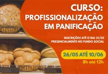 Fundo Social oferece 21 vagas para curso gratuito de profissionalização em panificação