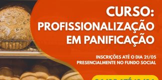 Fundo Social oferece 21 vagas para curso gratuito de profissionalização em panificação