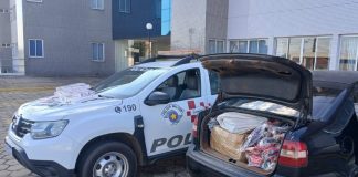 Polícia Militar apreende carro com contrabando do Paraguai em Presidente Epitácio