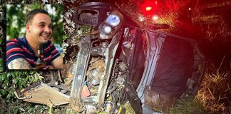 Carro cai em ribanceira e jovem de 25 anos morre a 50 Km de Presidente Prudente