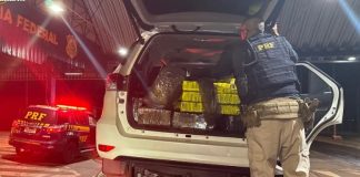 PRF apreende Hilux que foi roubada em Prudente com 659 Kg de drogas no Paraná