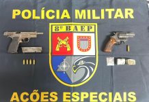 Casal é preso pelo BAEP com um revólver e uma pistola no Jardim Iguaçu