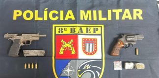 Casal é preso pelo BAEP com um revólver e uma pistola no Jardim Iguaçu