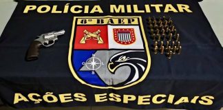 Homem é preso pelo 8º BAEP com revólver 38 e várias munições deflagradas em Pirapozinho