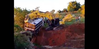 ASSISTA: Ponte cede durante passagem de caminhão no distrito de Ameliópolis