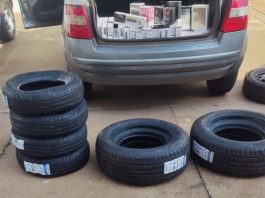 Veículo com pneus e cigarros contrabandeados é apreendido pela Polícia Militar em Santo Anastácio