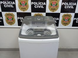 Ladrão leva máquina de lavar nas costas mas é localizado pela Polícia Civil de Dracena