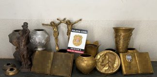 Polícia Civil recupera mais de 80 quilos de peças de bronze furtadas do cemitério de Junqueirópolis
