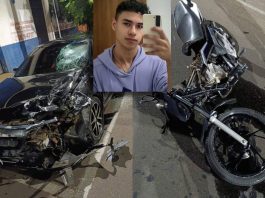 ASSISTA: Estudante de 22 anos morre após colisão entre carro e moto em Dracena