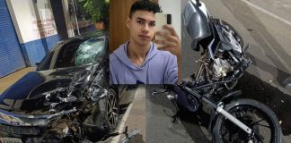 ASSISTA: Estudante de 22 anos morre após colisão entre carro e moto em Dracena