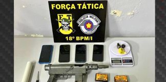 Força Tática apreende submetralhadora e desarticula “boca de fumo” no Jardim Maracanã