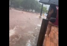 Chuva de uma hora causa grande alagamento no Parque do Povo