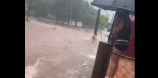 Chuva de uma hora causa grande alagamento no Parque do Povo