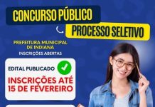 Prefeitura de Indiana abre inscrições para Concurso Público e Processo Seletivo