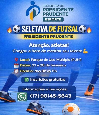 Semepp promove seletiva de futsal masculino para formar equipes de 2026