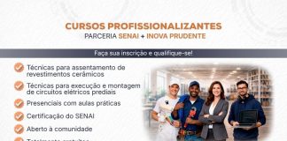 Inova Prudente e Senai abrem inscrições para cursos gratuitos de eletricista e assentador cerâmico