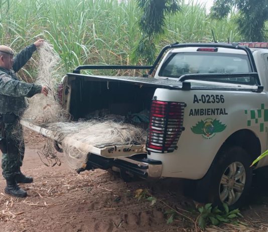 Polícia Ambiental apreende redes de pesca em área proibida no Rio Aguapeí