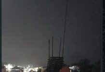Forte vendaval derruba estrutura da fogueira de São João em Pirapozinho