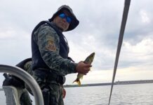 Polícia Ambiental apreende 300 metros de redes de pesca no rio Paraná em Rosana