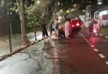 Mulher fica ferida após perder controle de carro e capotar na avenida Paulo Marcondes