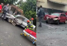 Batida entre carros deixa três feridos em Teodoro Sampaio